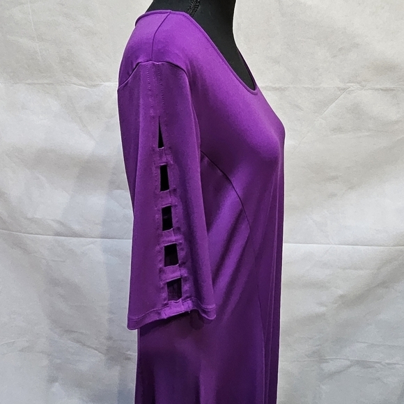 Susan Graver A-Line Midi Purple Dress 92% Polyester 8% Spandex Size M - Picture 4 of 8